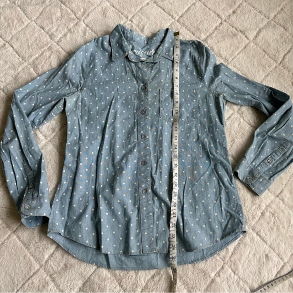 Madewell | Blue & White Polka-dot Chambray Button-Down Blouse | Size Small - Picture 12 of 12